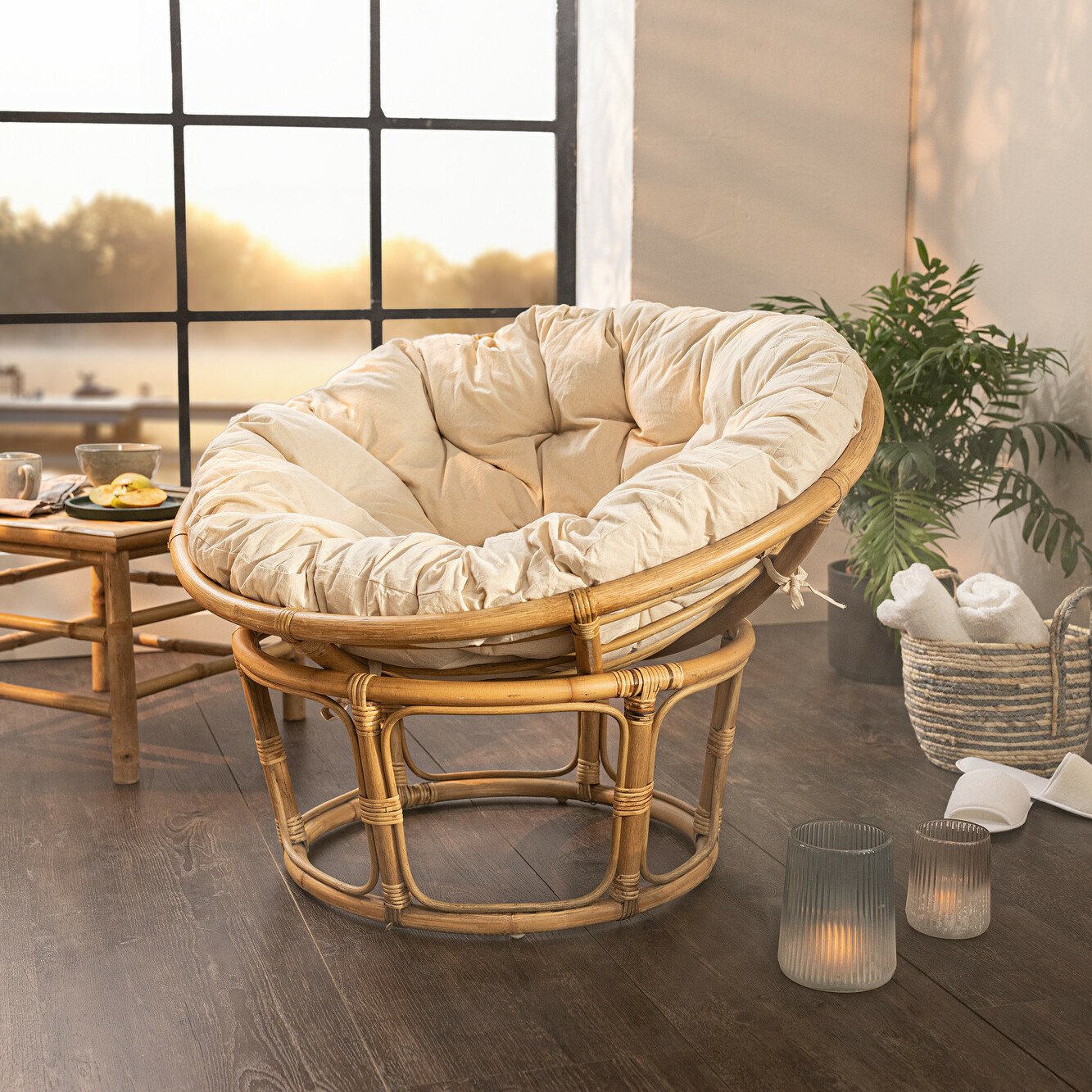 Poilsio fotelis "Papasan", 3 dalių