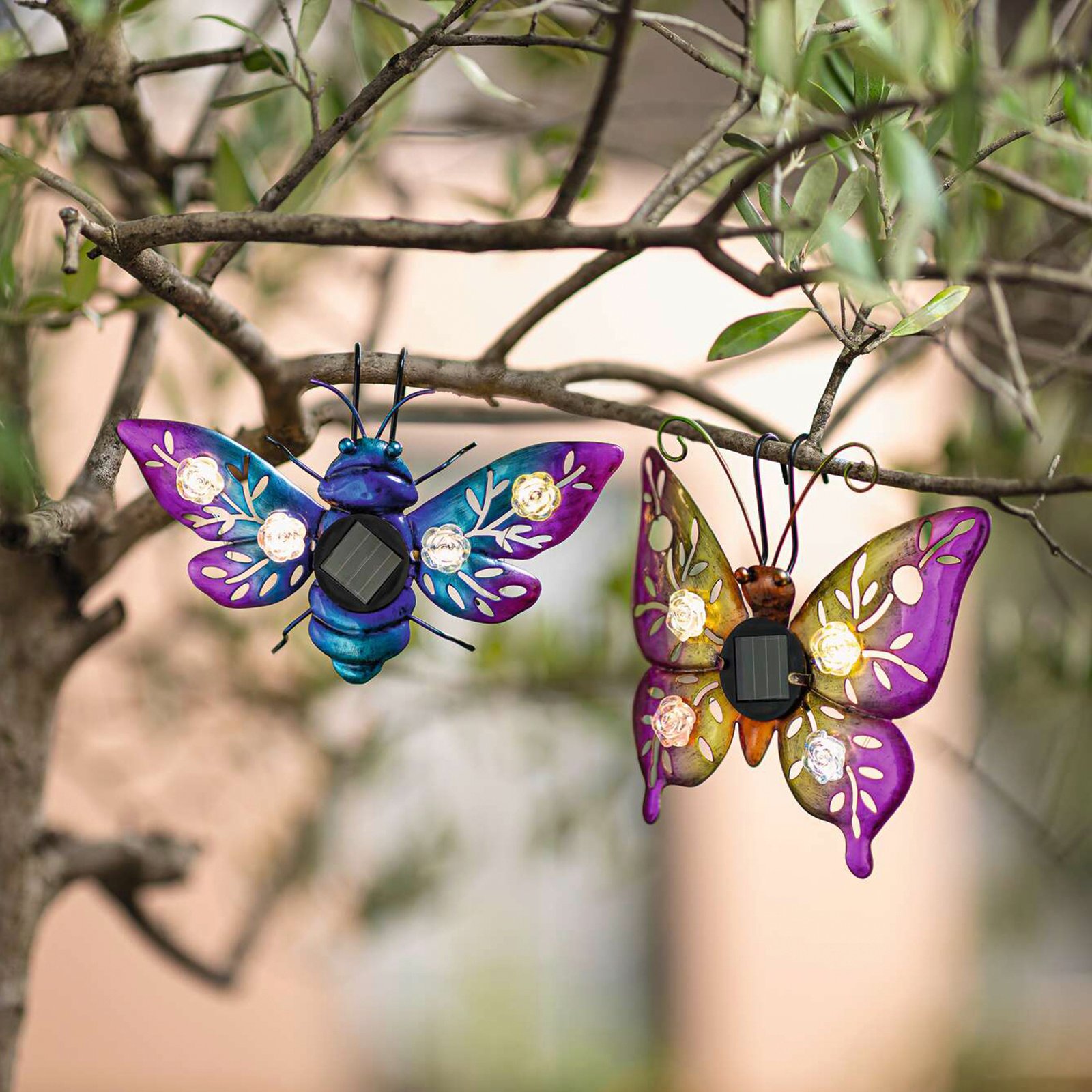Saulės energijos dekoracija "Butterfly & Beetle", 2 vnt. rinkinys