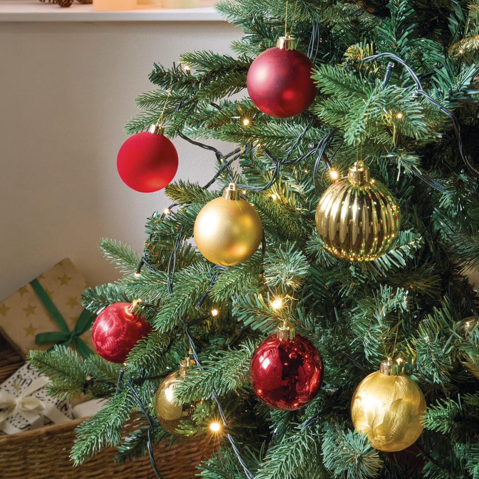 Eglutės žaisliukas-burbulas "Auksinis & Red", 30 vnt. rinkinys