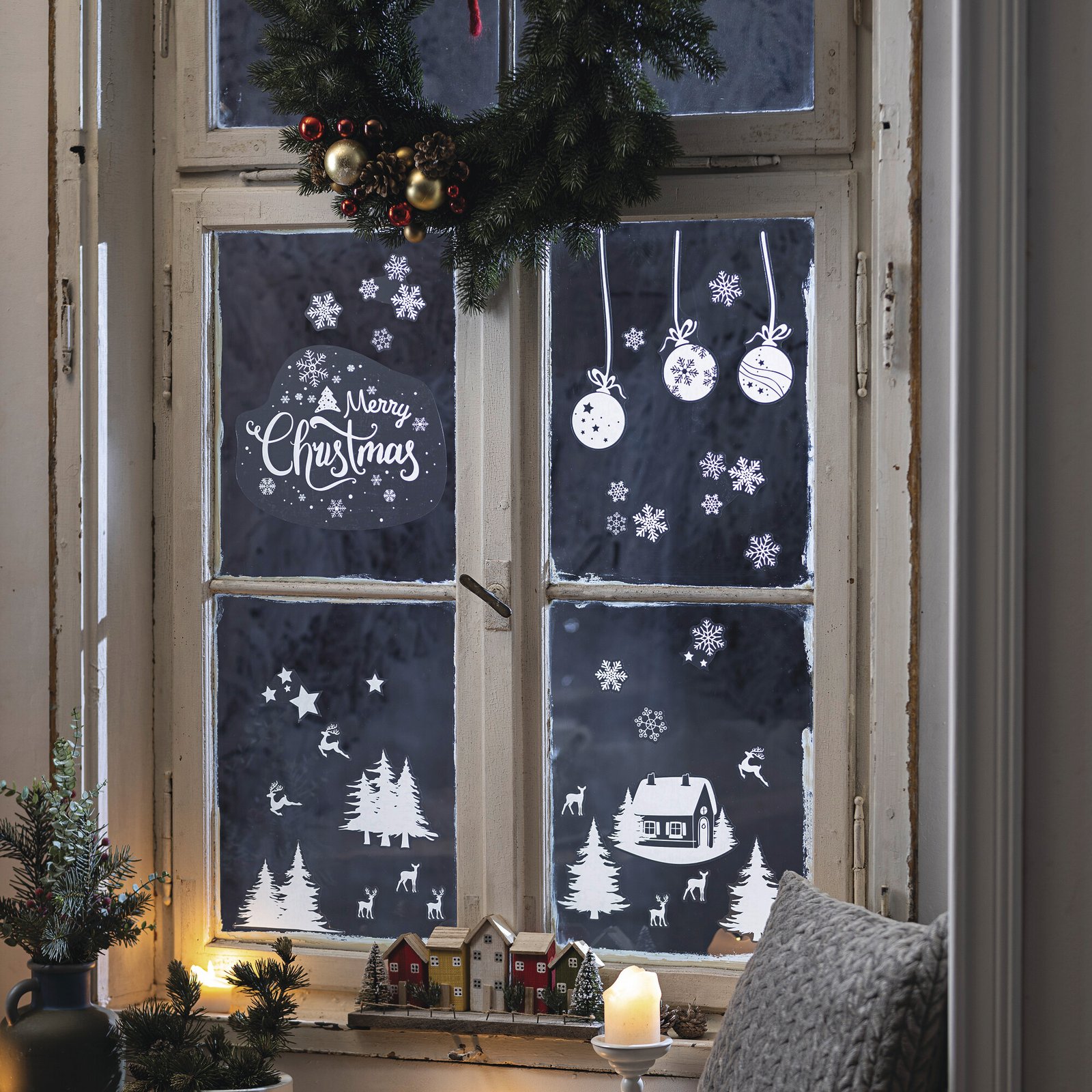 Lango lipdukai "Merry Christmas", 33 vnt. rinkinys
