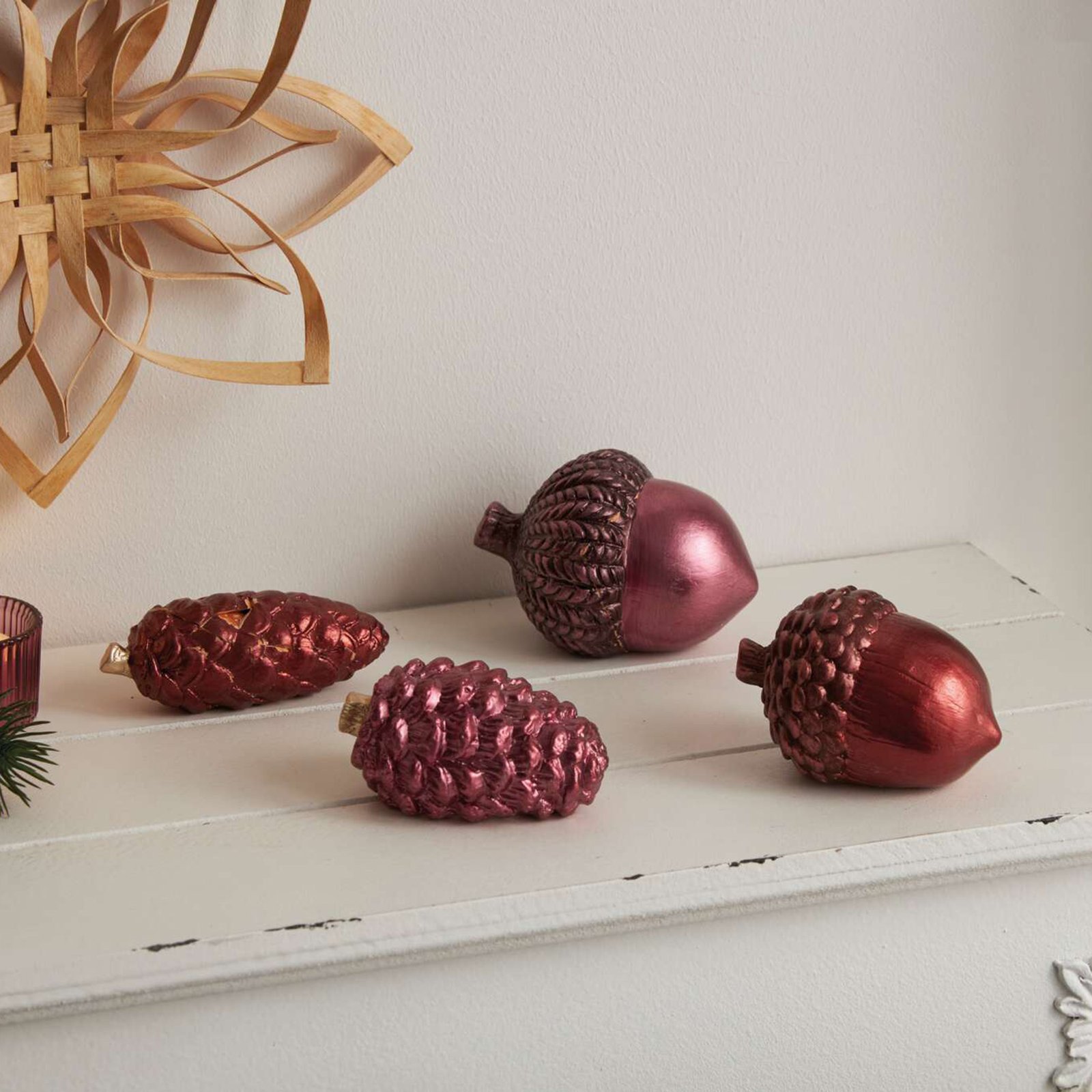 Kalėdų dekoracija "Mauve", 4 vnt. rinkinys